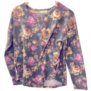 The Line ofStyle  Top Long Sleeve  Floral  Lace-up